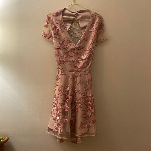 Lady Black Tie The Sasika Dress: Floral Embroidered Homecoming Dress - Picture 3 of 8